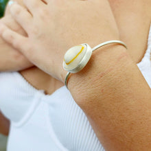 Load image into Gallery viewer, READY TO SHIP Bezel Set Shell Bangle Cuff - 925 Sterling Silver FJD$ - Adorn Pacific - All Products
