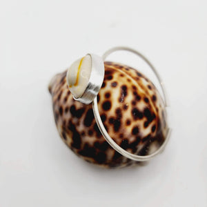 READY TO SHIP Bezel Set Shell Bangle Cuff - 925 Sterling Silver FJD$ - Adorn Pacific - All Products