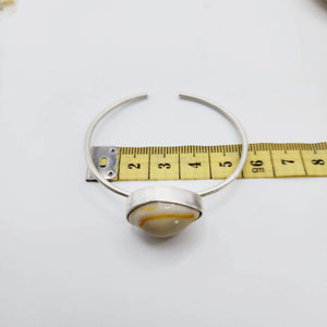 READY TO SHIP Bezel Set Shell Bangle Cuff - 925 Sterling Silver FJD$ - Adorn Pacific - All Products