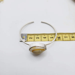 READY TO SHIP Bezel Set Shell Bangle Cuff - 925 Sterling Silver FJD$ - Adorn Pacific - All Products