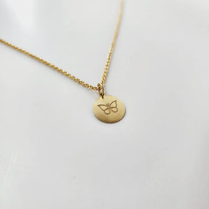 CUSTOM ENGRAVABLE Butterfly Charm Necklace  - 14k Gold Fill FJD$ - Adorn Pacific - Necklaces