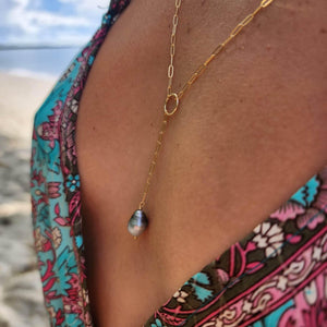 READY TO SHIP Civa Fiji Saltwater Pearl Lariat Y-Necklace - 14k Gold Fill FJD$ - Adorn Pacific - Necklaces