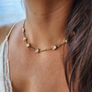 CONTACT US TO RECREATE THIS SOLD OUT STYLE Daisy Choker Necklace - Glass Beads & 14k Gold Fill FJD$ - Adorn Pacific - Necklaces