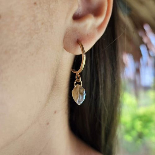 READY TO SHIP - Keshi Pearl Semi Hoop Earrings - 14k Gold Fill FJD$ - Adorn Pacific - Earrings