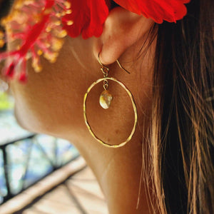 READY TO SHIP - Keshi Pearl Textured Hoop Earrings - 14k Gold Fill FJD$ - Adorn Pacific - Earrings