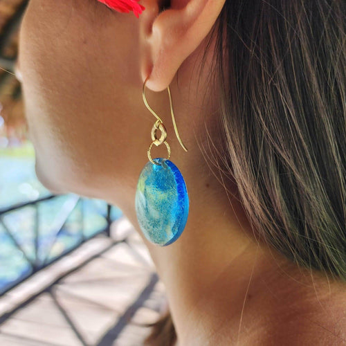 READY TO SHIP Adorn Pacific x Hot Glass Earrings 14k Gold Filled with hammered circle details - FJD$ - Adorn Pacific - Earrings