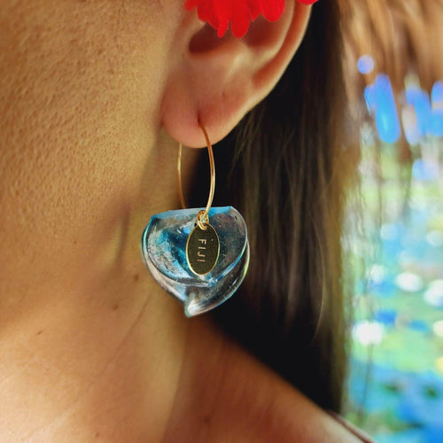 READY TO SHIP Adorn Pacific x Hot Glass Blue Swirl Earrings 14k Gold Filled - FJD$ - Adorn Pacific - Earrings