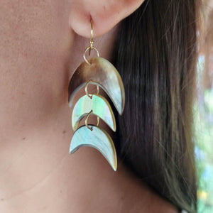 READY TO SHIP Mother of Pearl Fishtail Earrings - 14k Gold Fill FJD$ - Adorn Pacific - Earrings