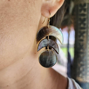 READY TO SHIP Mother of Pearl Moon Phase Earrings - 14k Gold Fill FJD$ - Adorn Pacific - Earrings