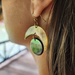 READY TO SHIP Mother of Pearl Moon Phase Earrings - 14k Gold Fill FJD$ - Adorn Pacific - Earrings