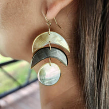 Load image into Gallery viewer, READY TO SHIP Mother of Pearl Moon Phase Earrings - 14k Gold Fill FJD$ - Adorn Pacific - Earrings
