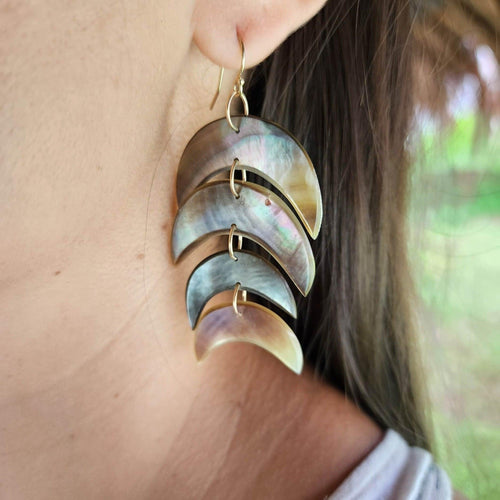 READY TO SHIP Mother of Pearl Fishtail Earrings - 14k Gold Fill FJD$ - Adorn Pacific - Earrings