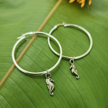 Load image into Gallery viewer, READY TO SHIP Hoop Earrings with Seahorse Charms - 925 Sterling Silver FJD$ - Adorn Pacific - Earrings
