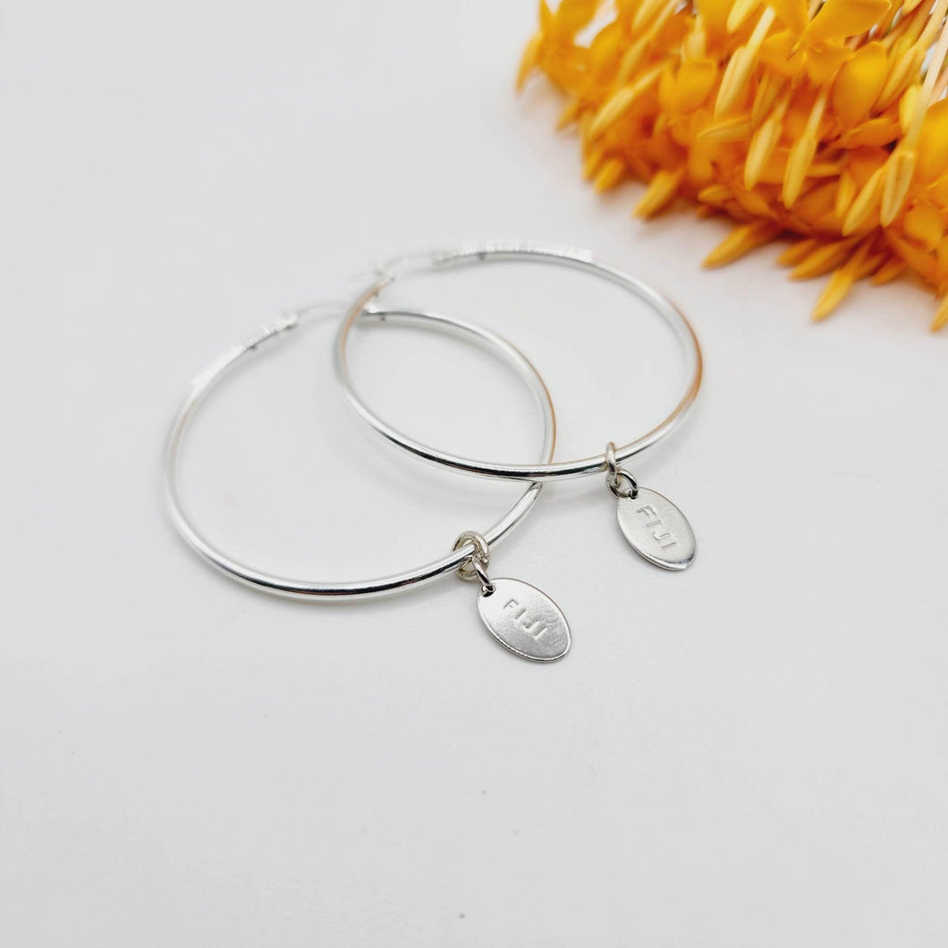 READY TO SHIP Hoop Earrings with Fiji Charms - 925 Sterling Silver FJD$ - Adorn Pacific - Earrings