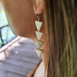 READY TO SHIP Geometric Mother of Pearl Earrings - 925 Sterling Silver FJD$ - Adorn Pacific - Earrings