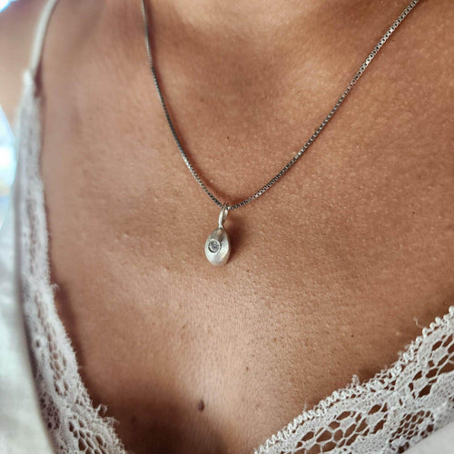 READY TO SHIP - Recycled Sterling Flush Set Necklace - 925 Sterling Silver FJD$ - Adorn Pacific - Necklaces