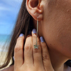 READY TO SHIP Frangipani Charm Threader Earrings - 925 Sterling Silver FJD$ - Adorn Pacific - Earrings