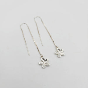 READY TO SHIP Frangipani Charm Threader Earrings - 925 Sterling Silver FJD$ - Adorn Pacific - Earrings
