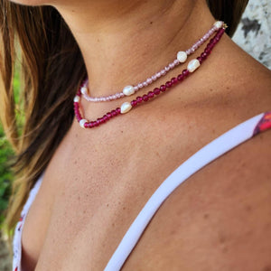 READY TO SHIP Faceted Glass Bead & Freshwater Pearl Choker Necklace - 14k Gold Fill FJD$ - Adorn Pacific - Earrings