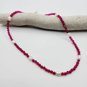 READY TO SHIP Faceted Glass Bead & Freshwater Pearl Choker Necklace - 14k Gold Fill FJD$ - Adorn Pacific - Earrings