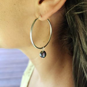 CONTACT US TO RECREATE THIS SOLD OUT STYLE Hoop Earrings with Freshwater Pearls - 925 Sterling Silver FJD$