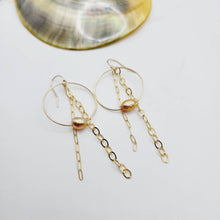 Load image into Gallery viewer, READY TO SHIP Earrings with Freshwater Pearl and chain detail - 14k Gold Fill FJD$ - Adorn Pacific - Earrings
