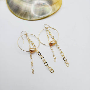 READY TO SHIP Earrings with Freshwater Pearl and chain detail - 14k Gold Fill FJD$ - Adorn Pacific - Earrings