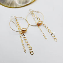 Load image into Gallery viewer, READY TO SHIP Earrings with Freshwater Pearl and chain detail - 14k Gold Fill FJD$ - Adorn Pacific - Earrings

