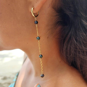READY TO SHIP - Freshwater Pearl Huggie Drop Earrings - 14k Gold Fill FJD$ - Adorn Pacific - Earrings