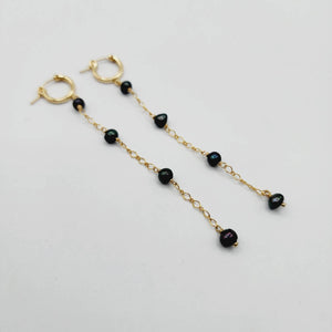 READY TO SHIP - Freshwater Pearl Huggie Drop Earrings - 14k Gold Fill FJD$ - Adorn Pacific - Earrings