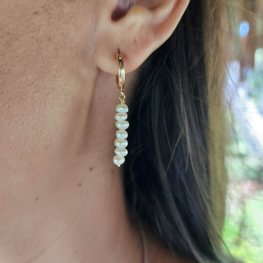 CONTACT US TO RECREATE THIS SOLD OUT STYLE Freshwater Pearl Huggie Drop Earrings - 14k Gold Fill FJD$