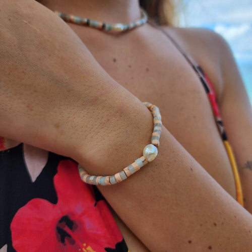 READY TO SHIP Polymer Bead & Freshwater Pearl Bracelet - 14k Gold Fill FJD$ - Adorn Pacific - Earrings