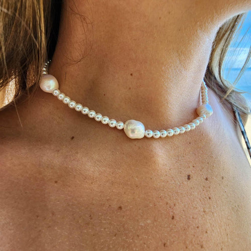 READY TO SHIP Freshwater Pearl Choker Necklace - 925 Sterling Silver FJD$ - Adorn Pacific - Necklaces
