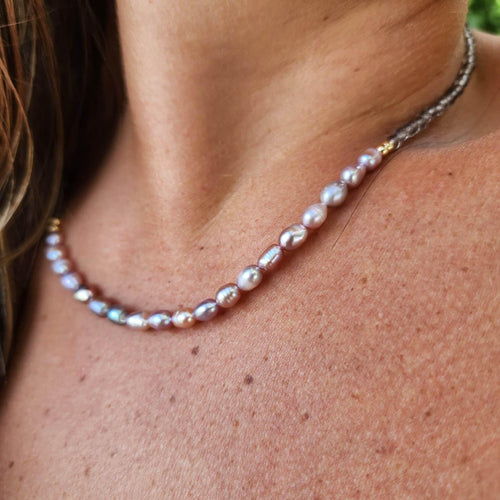 READY TO SHIP Faceted Glass Bead & Freshwater Pearl Strand Necklace - 14k Gold Fill FJD$ - Adorn Pacific - Earrings