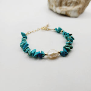 READY TO SHIP Freshwater Pearl & Turquoise Bracelet - FJD$ - Adorn Pacific - All Products