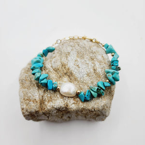 READY TO SHIP Freshwater Pearl & Turquoise Bracelet - FJD$ - Adorn Pacific - All Products