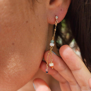 READY TO SHIP - Glass Bead Drop Stud Earrings - 925 Sterling Silver & 14k Gold Fill FJD$ - Adorn Pacific - Earrings