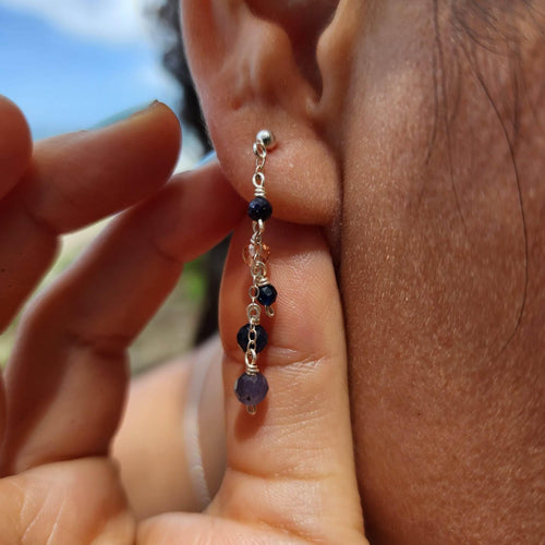 READY TO SHIP - Glass Bead Drop Stud Earrings - 925 Sterling Silver FJD$ - Adorn Pacific - Earrings