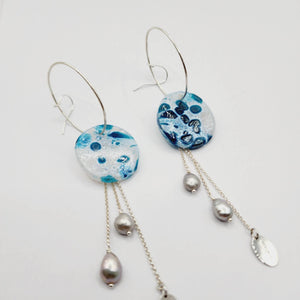 READY TO SHIP Adorn Pacific x Hot Glass Drop Earrings with Freshwater Pearls in 925 Sterling Silver - FJD$ - Adorn Pacific - Earrings