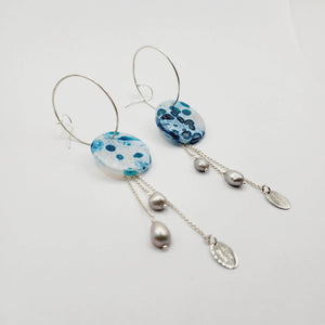 READY TO SHIP Adorn Pacific x Hot Glass Drop Earrings with Freshwater Pearls in 925 Sterling Silver - FJD$ - Adorn Pacific - Earrings