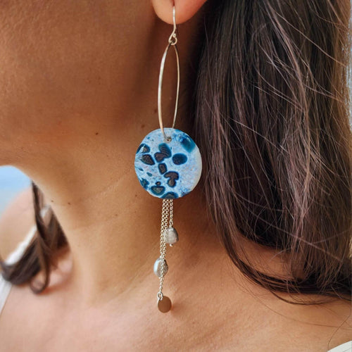 READY TO SHIP Adorn Pacific x Hot Glass Drop Earrings with Freshwater Pearls in 925 Sterling Silver - FJD$ - Adorn Pacific - Earrings