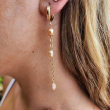 Load image into Gallery viewer, READY TO SHIP Huggie Drop Earrings with Freshwater Pearls - 14k Gold Fill FJD$ - Adorn Pacific - Earrings
