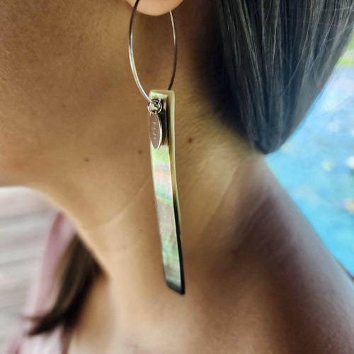 READY TO SHIP Mother of Pearl Shell Hoop Earring - 925 Sterling Silver FJD$ - Adorn Pacific - All Products