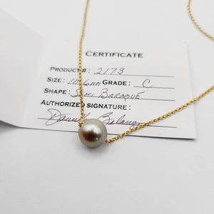 CONTACT US TO RECREATE THIS SOLD OUT STYLE Civa Fiji Pearl Gold Necklace with Grade Certificate #2173 -FJD$ - Adorn Pacific - All Products
