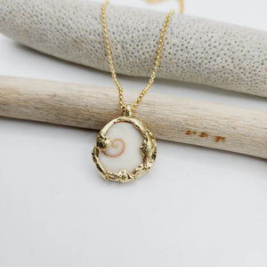 READY TO SHIP Cast Cats eye Shell Necklace - Solid 9k Gold FJD$