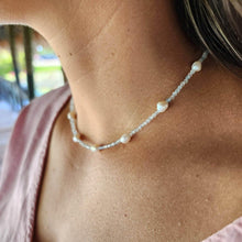 Load image into Gallery viewer, READY TO SHIP Freshwater Pearl &amp; Faceted Glass Bead Choker Necklace - 925 Sterling Silver FJD$ - Adorn Pacific - Necklaces
