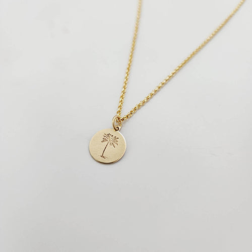 CUSTOM ENGRAVABLE Palm Tree Charm Necklace  - 14k Gold Fill FJD$ - Adorn Pacific - Necklaces