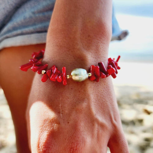 READY TO SHIP Civa Fiji Pearl Red Coral Bracelet - FJD$ - Adorn Pacific - All Products