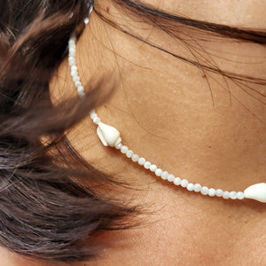 READY TO SHIP Faceted Glass Bead & Shell Choker Necklace - 925 Sterling Silver FJD$ - Adorn Pacific - Earrings