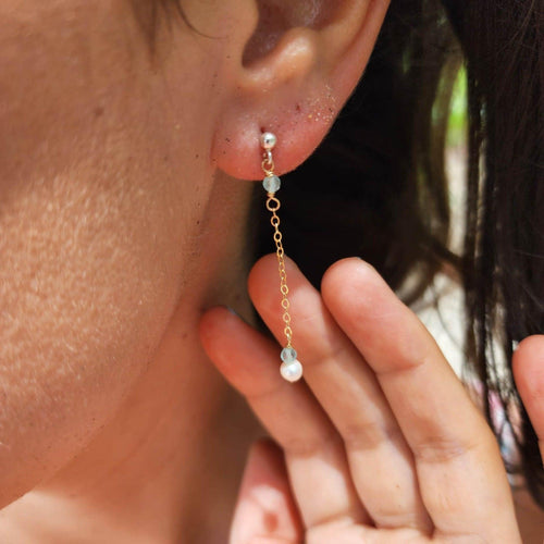 READY TO SHIP - Glass Bead & Pearl Stud Earrings - 14k Gold Fill & 925 Sterling Silver FJD$ - Adorn Pacific - Earrings